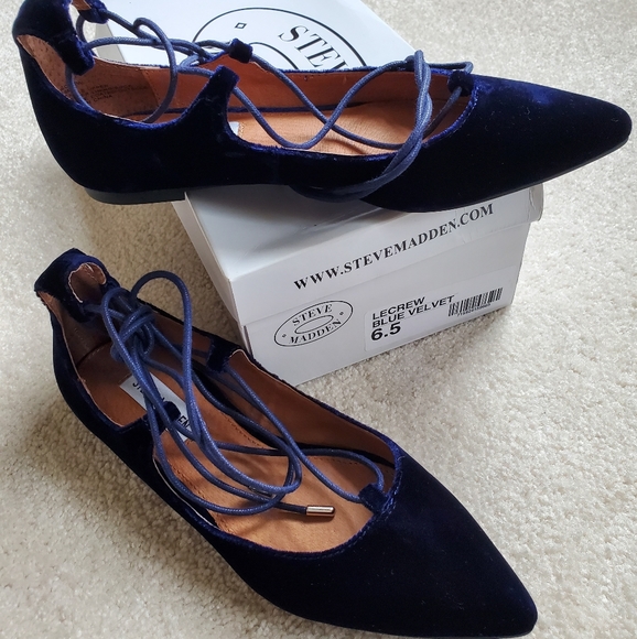 Brand New Steve Madden Lecrew Blue Velvet 6.5 - Picture 3 of 10